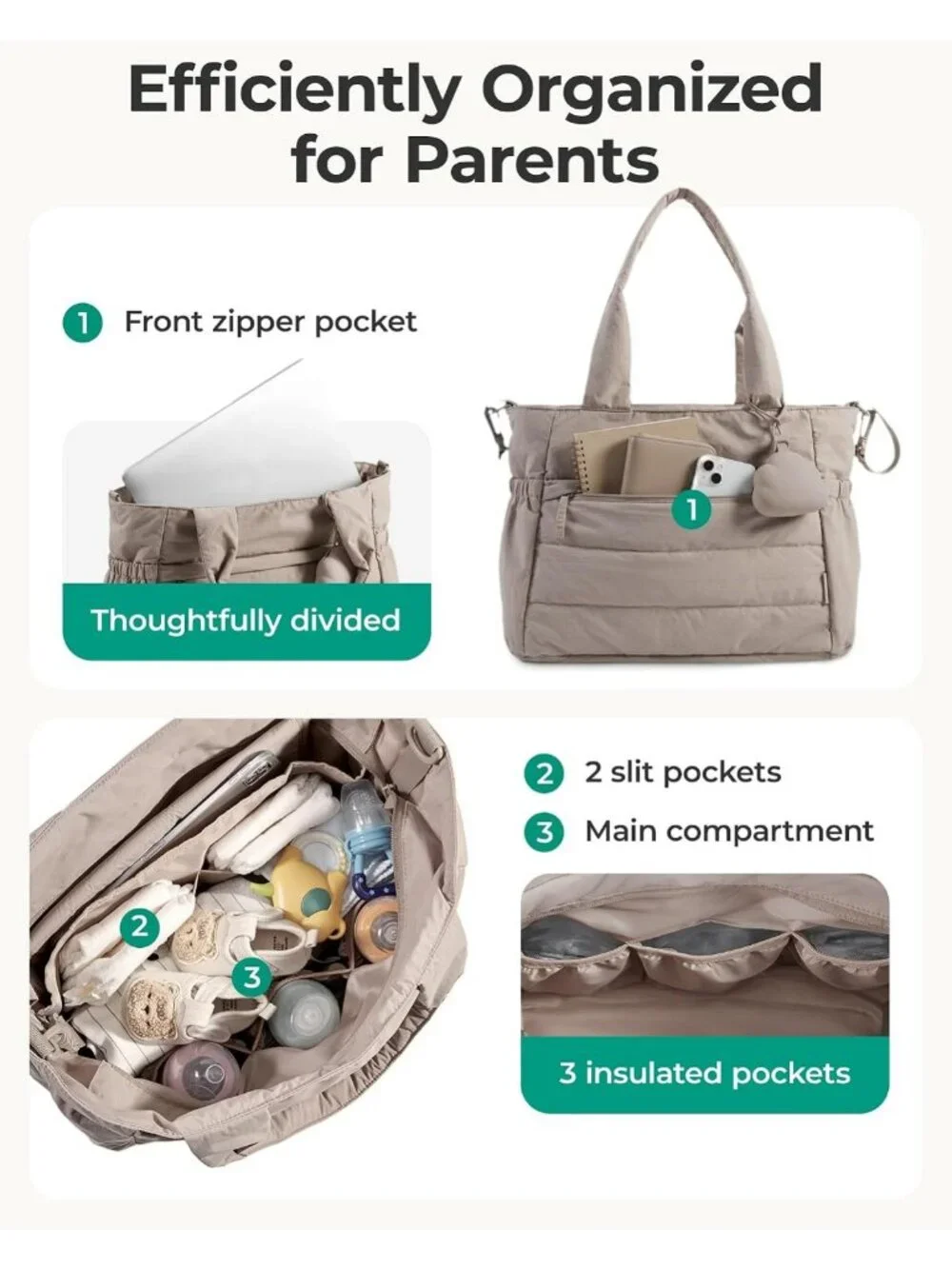 Stylish Diaper Bag Tote | Versatile Hospital Bag for Labor & Baby Travel